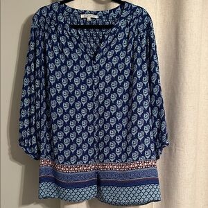 Rose + Olive Blue Patterned Women's Top